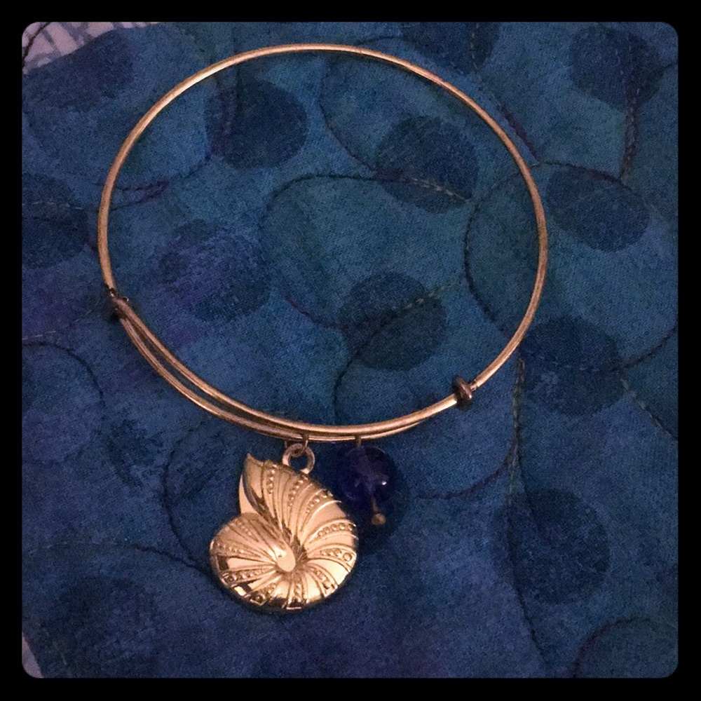 Gold and Blue Shell Bangle